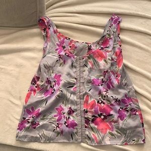 Silky gray floral tank top size small